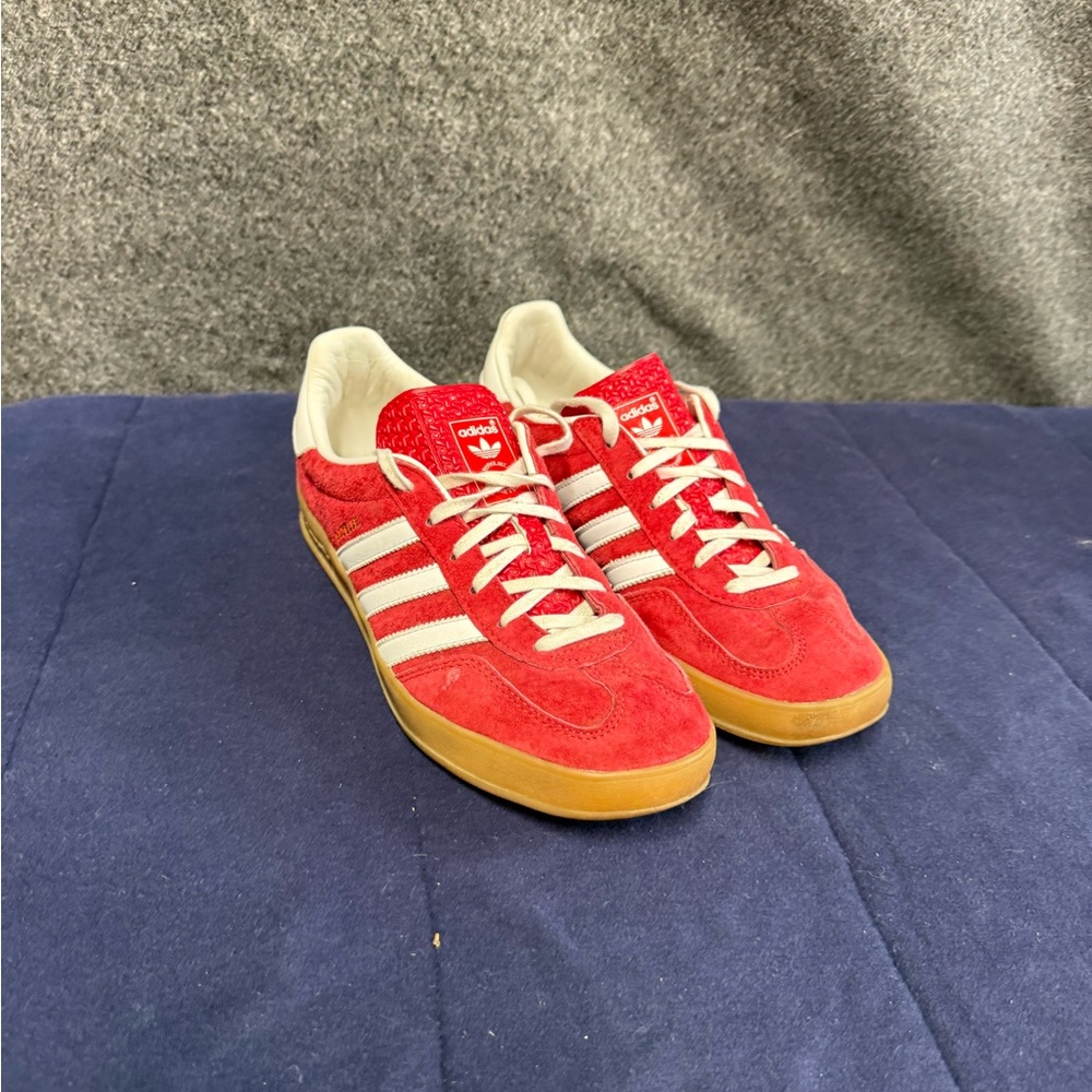 Adidas Gazelle Red and White Suede Sneakers